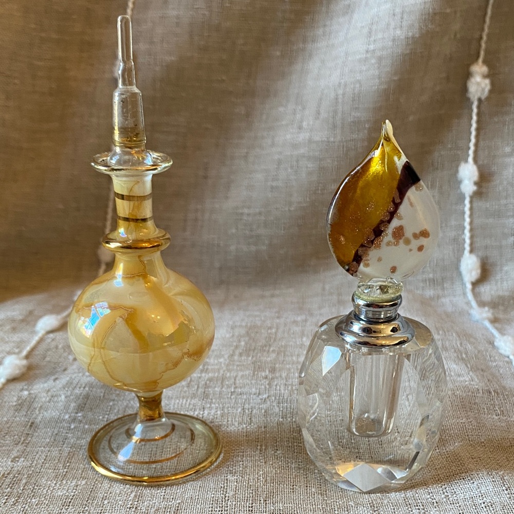 Crystal Perfume Bottles Vintage and  Murano glass set of 2